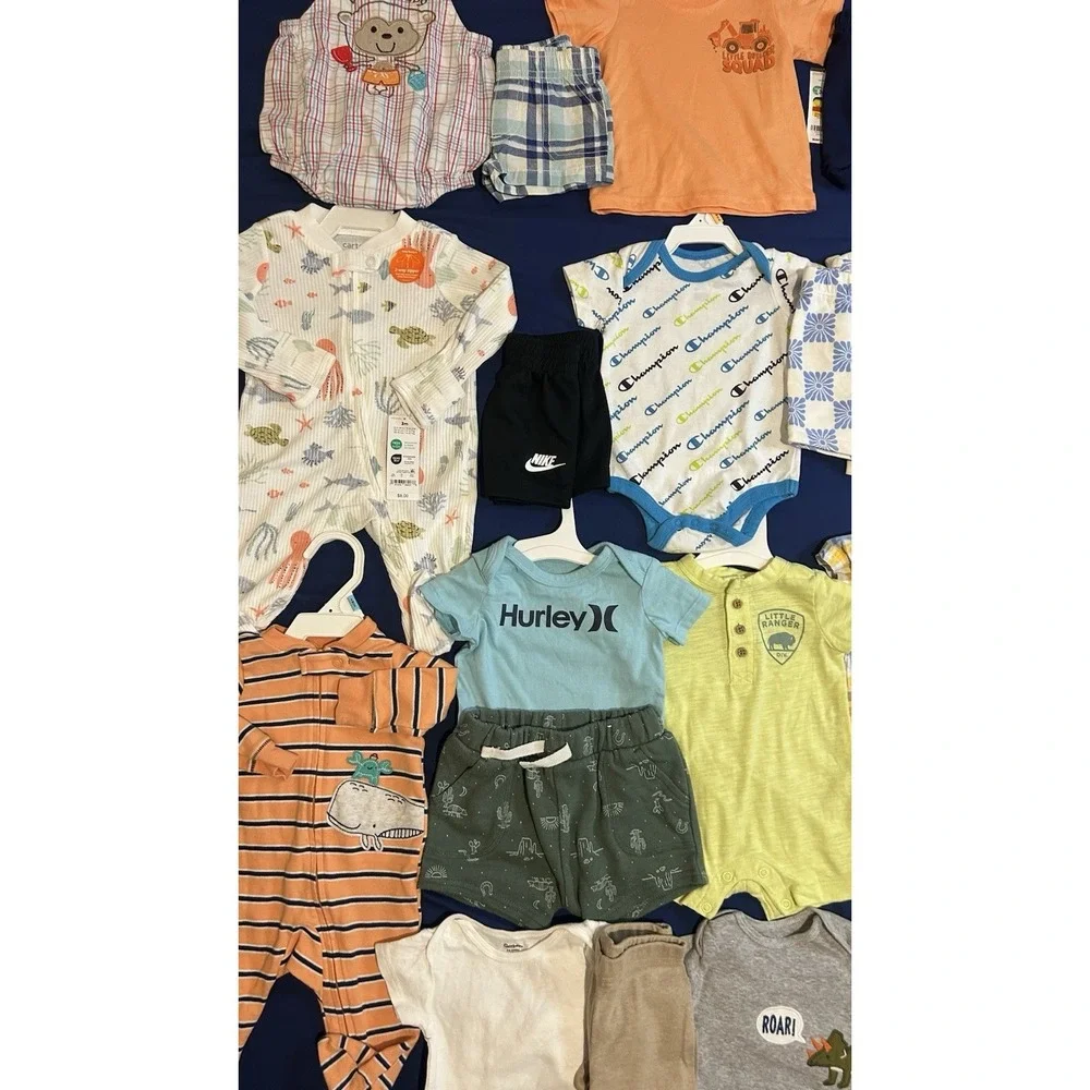 Huge Lot Baby Boys Summer Clothes Newborn 3/6 Months NEW &EC Carters Nike Hurley